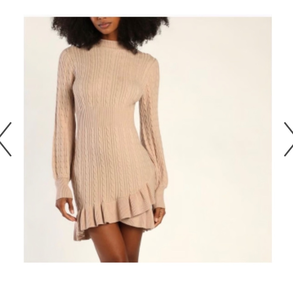 FLAT WHITE ANTHROPOLOGIE TAN SWEATER DRESS